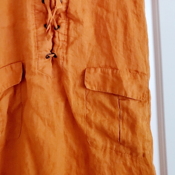 Anthropologie Maeve orange rust collared linen dress - Picture 5 of 7